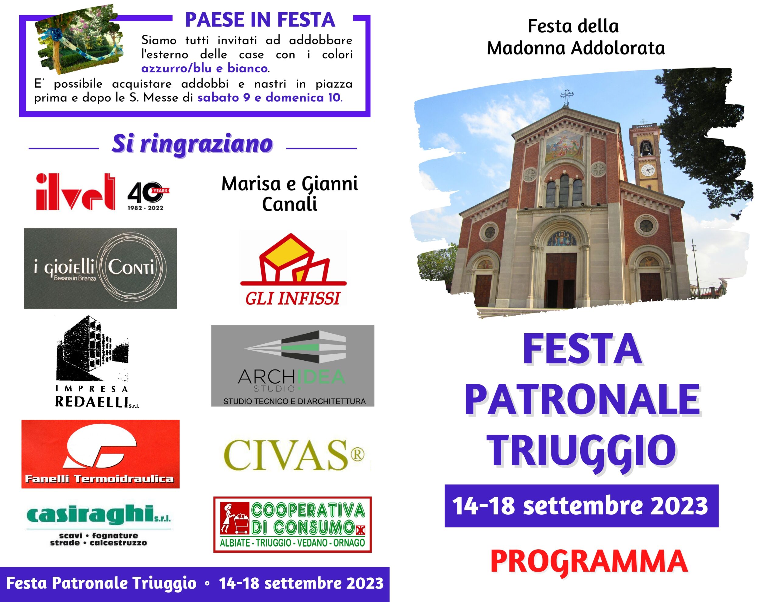 Festa Patronale Triuggio 14-18 settembre 2023